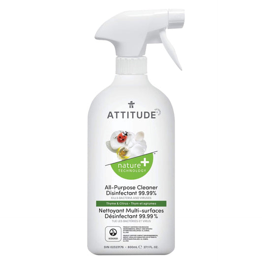 ATTITUDE Nature+ All Purpose Cleaner Disinfectant Spray Thyme & Citrus